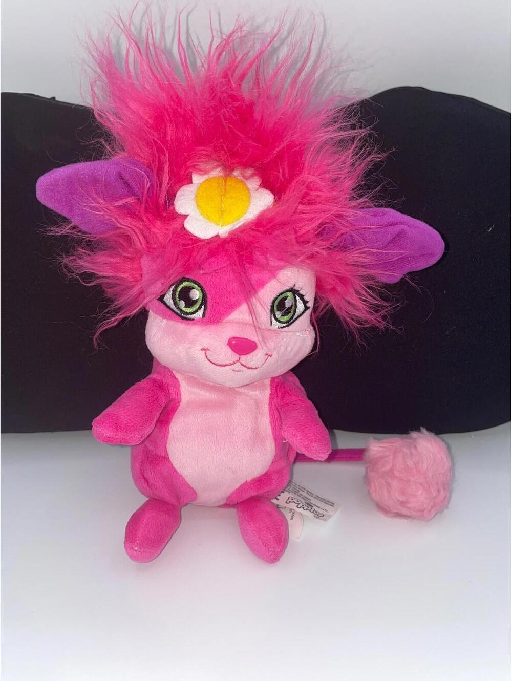 Popples Bubbles Pink with Purple Ears Spin Master 2015 7" Plush Stuffed Animal